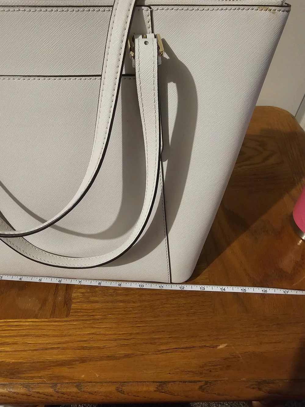 Michael Kors White Saffiano Leather Tote Bag - Picture 10 of 13